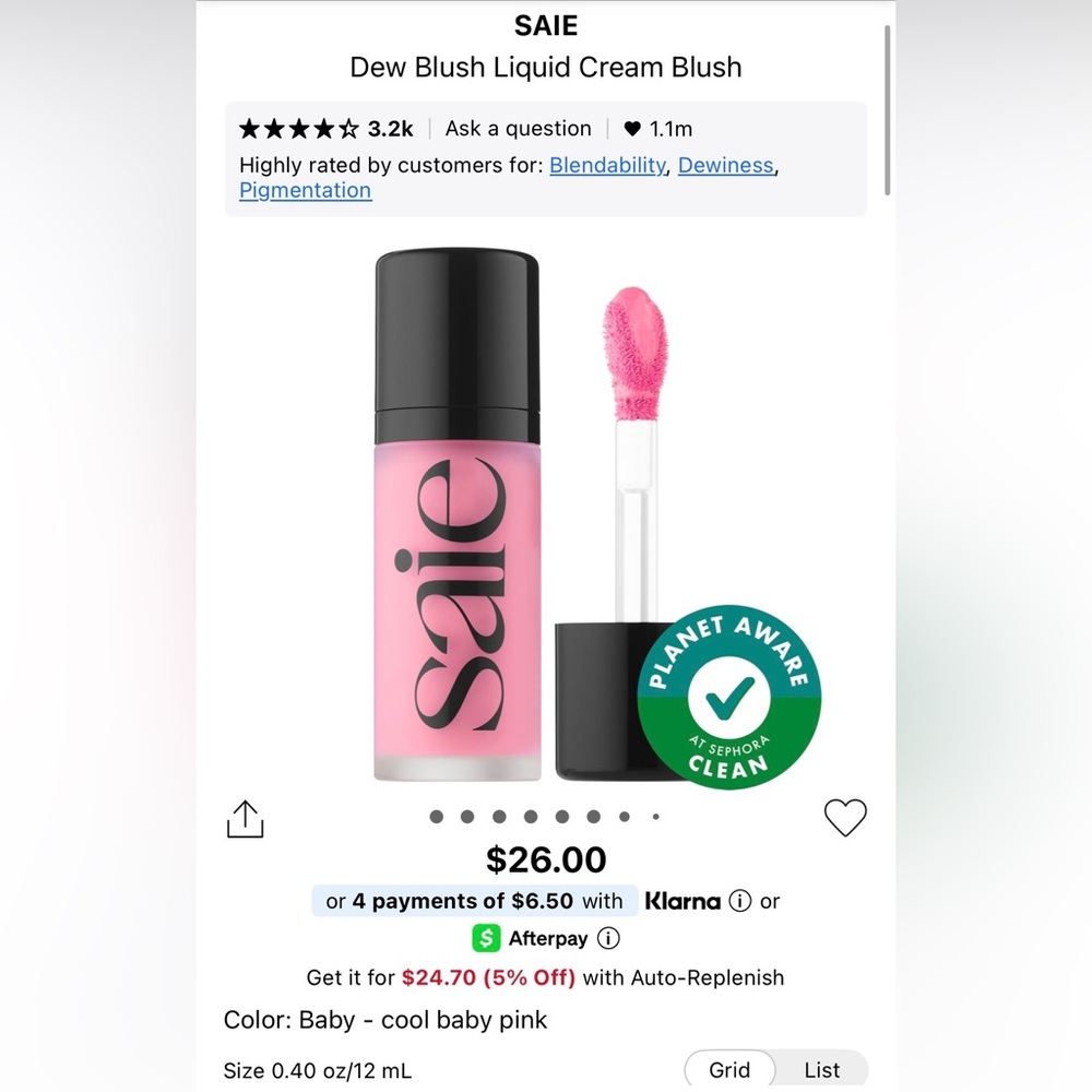 Saie Dew Blush Liquid Cream Blush